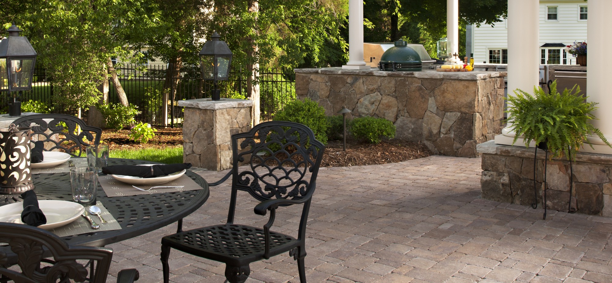 An outdoor kitchen area